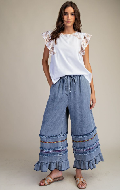 Illusions Ruffle Tencel Pants