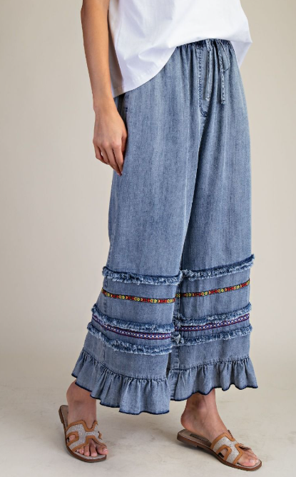 Illusions Ruffle Tencel Pants