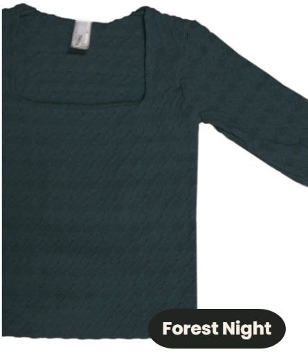 Textured Square Long Sleeve Top