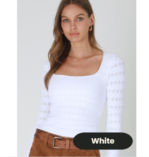 Textured Square Long Sleeve Top