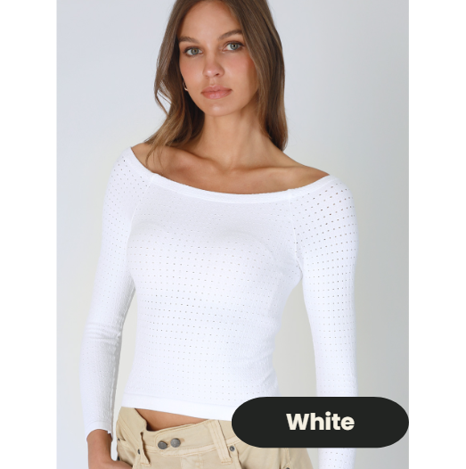 Waffle Off Shoulder Tops