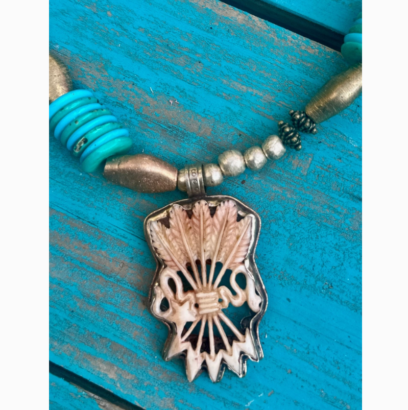 Star & Arrows Bone Pendant Necklace