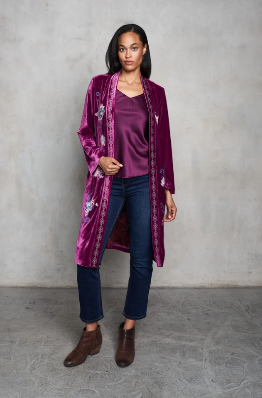 Mazzy Velvet Embroidered Duster *Final Sale*