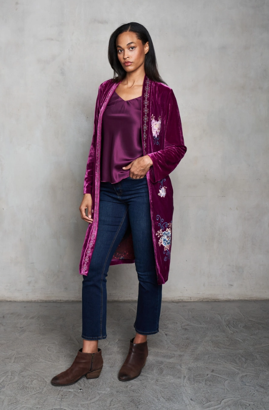 Mazzy Velvet Embroidered Duster *Final Sale*