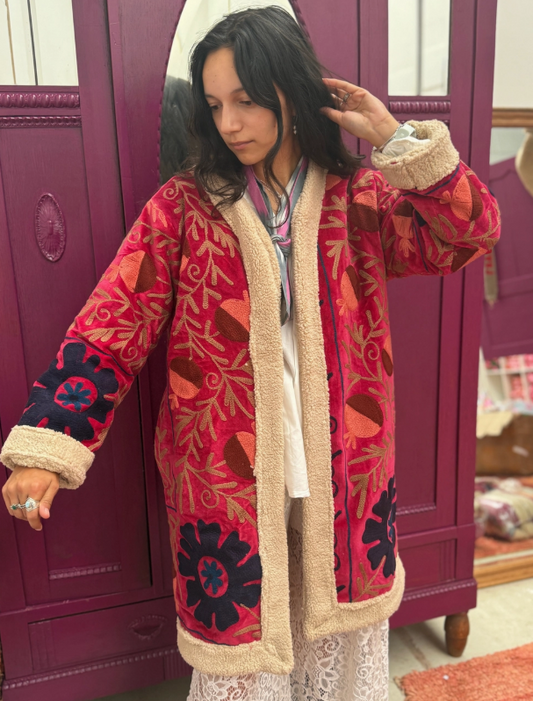 Ruby Faux Fur Embroidered Coat