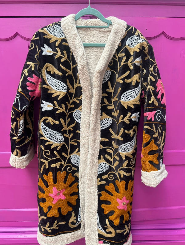 Black Faux Fur Lined Coat