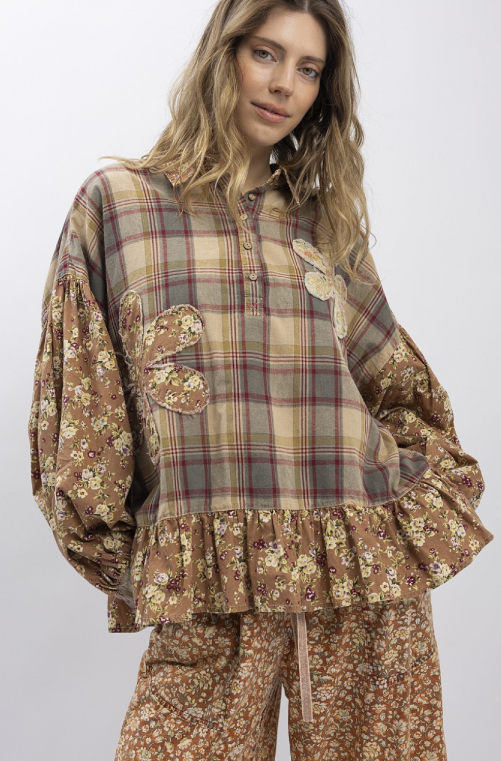 Harvest Hues Plaid Top