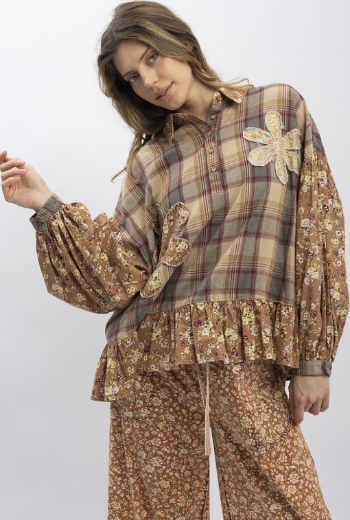 Harvest Hues Plaid Top