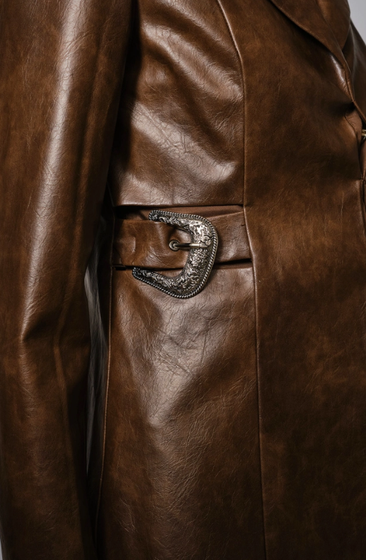 Buckled Up Faux Leather Blazer