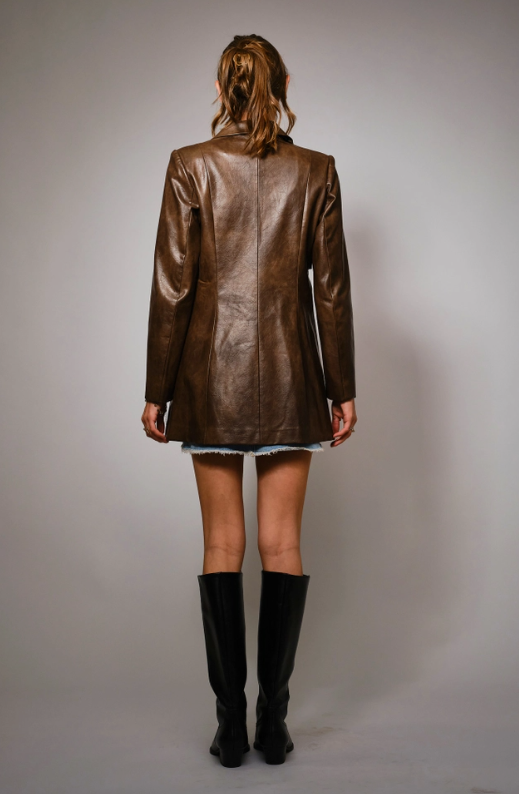 Buckled Up Faux Leather Blazer