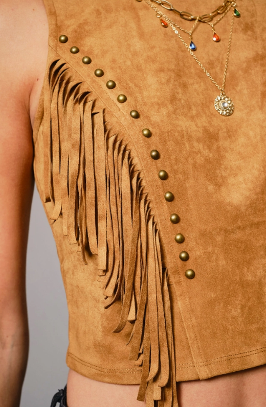 Western Vibes Suede Fringe Top