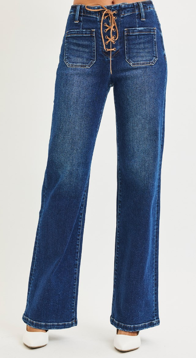 Risen Front Tie Jeans