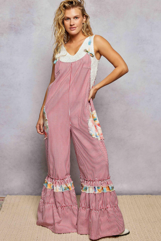 Sugar Town Striped Overalls