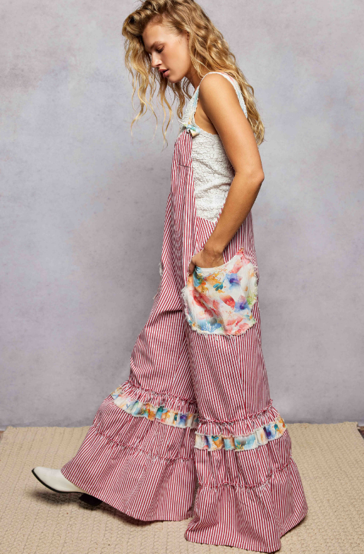 Sugar Town Striped Overalls