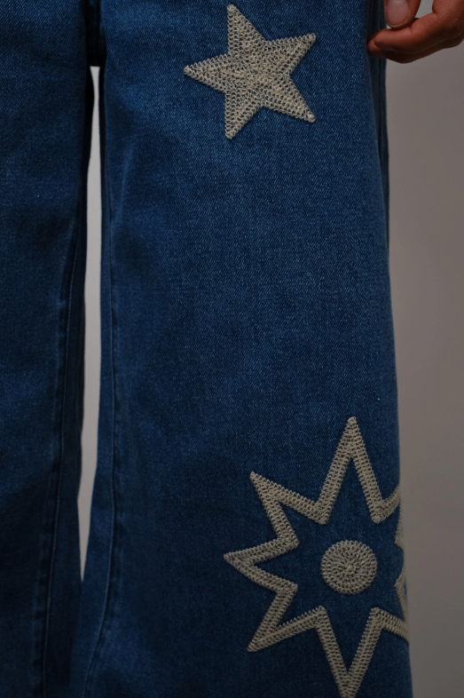 Embroidered Moon & Stars Jeans