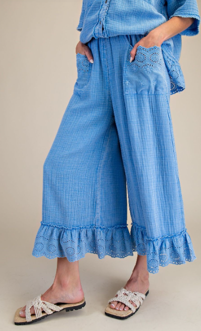 Meadow Mist Eyelet Trim Pants