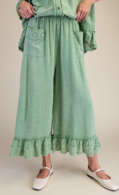 Meadow Mist Eyelet Trim Pants