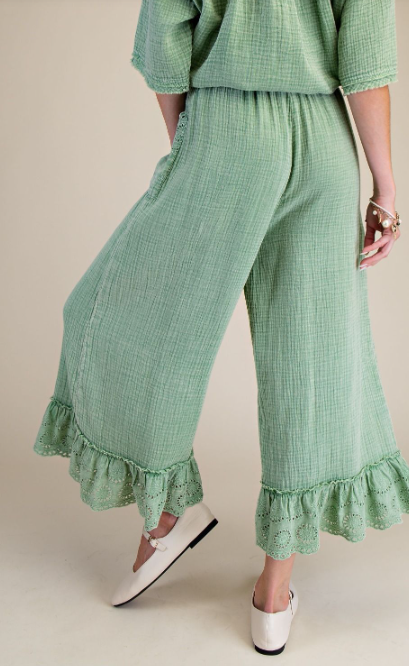Meadow Mist Eyelet Trim Pants