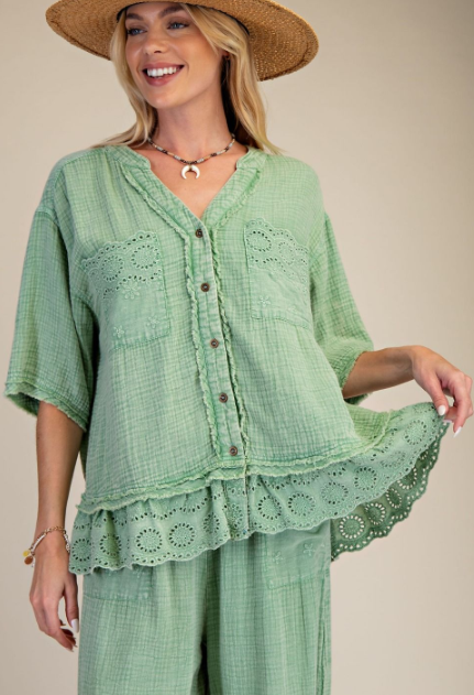 Meadow Mist Eyelet Top