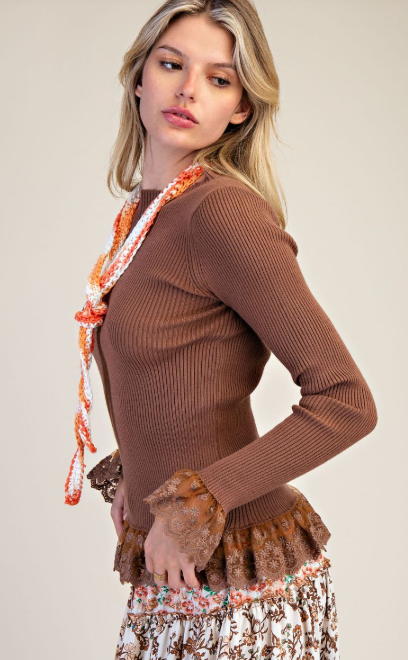 A Little Romance Lace Trim Sweater