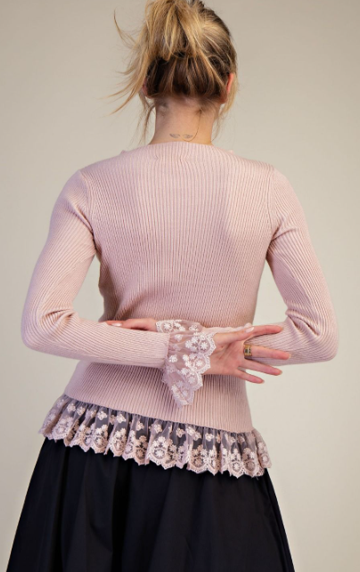A Little Romance Lace Trim Sweater