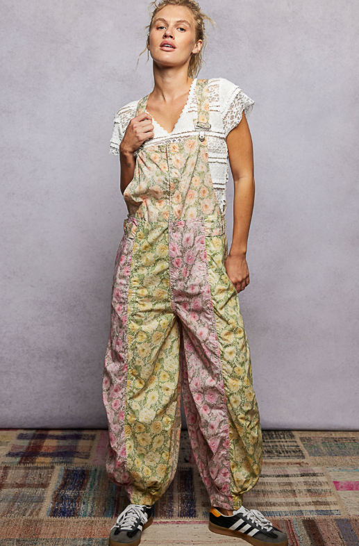 Soft Sunshine Floral Overalls