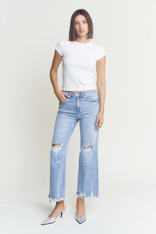 Mica Light Wash Crop Flare Jeans