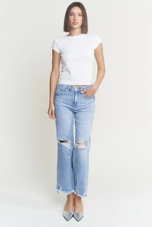Mica Light Wash Crop Flare Jeans
