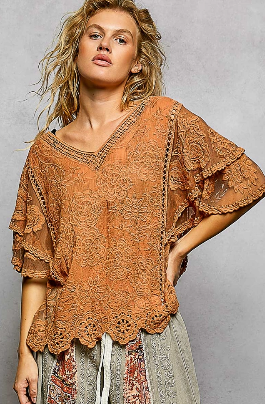 Flutter Around Embroidered Top