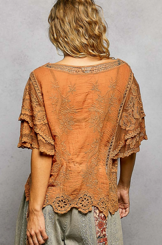 Flutter Around Embroidered Top