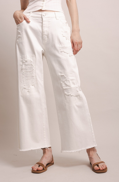 Perfectly Distressed White Jeans