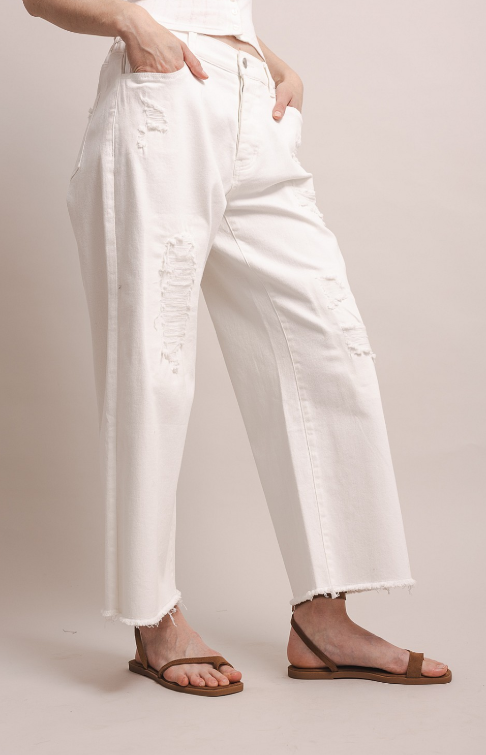 Perfectly Distressed White Jeans