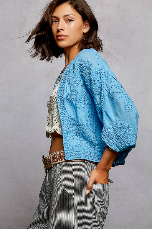 Breezy Layering Embroidered Cardigan