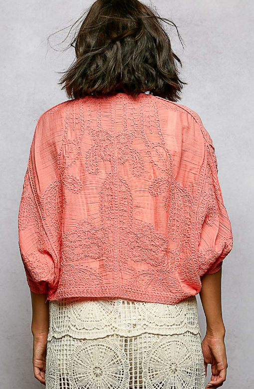 Breezy Layering Embroidered Cardigan