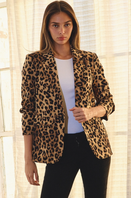 Power Moves Leopard Blazer
