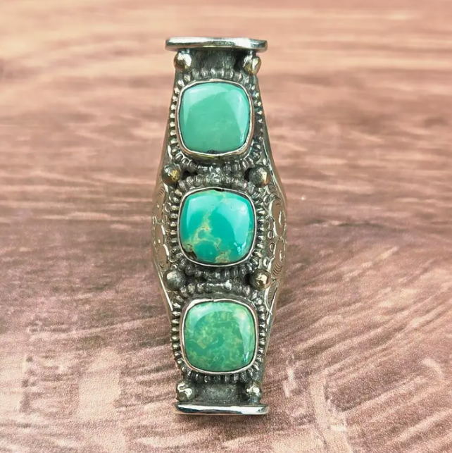 Tibetan 3 Stone Turquoise Ring