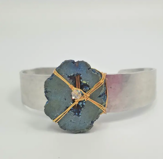 Midnight Druzy Agate Cuff Bracelet