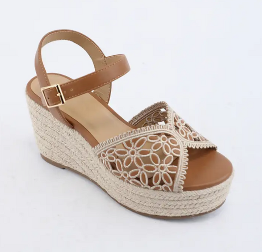 Katima Floral Lace Espadrille Wedges