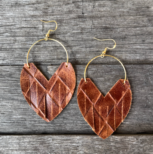 Basketweave Leather Glam Hoop Earrings