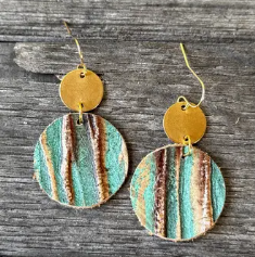 Tiny Beachwood Leather Stack Earrings