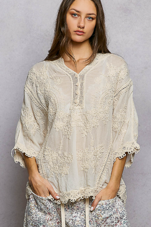 Soft Skies Embroidered Top
