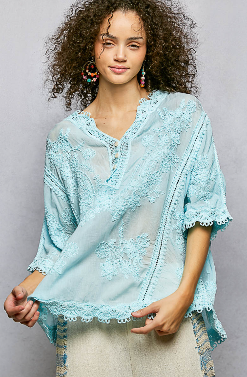 Soft Skies Embroidered Top