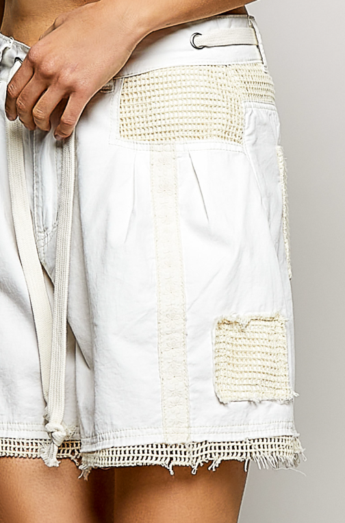 Just Vibes Crochet Patch Shorts