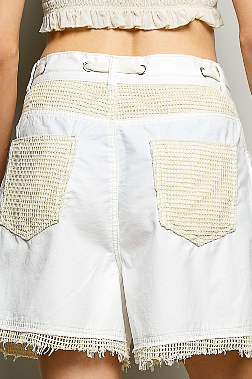 Just Vibes Crochet Patch Shorts