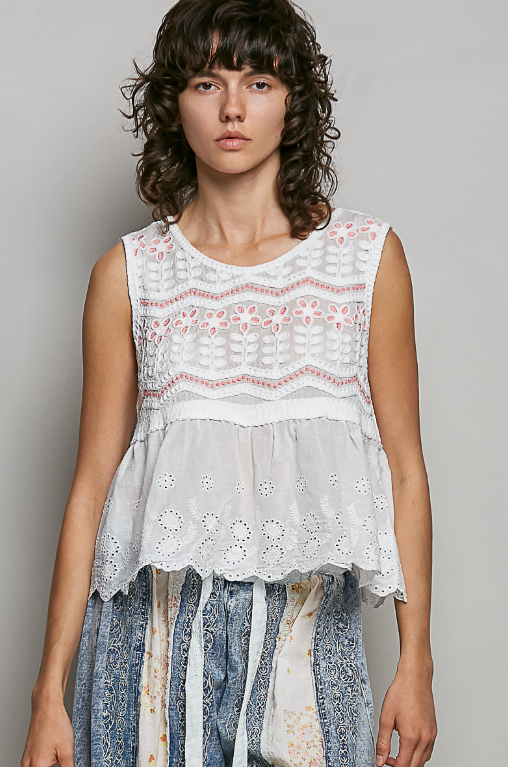 Sunny Gardens Embroidered Top