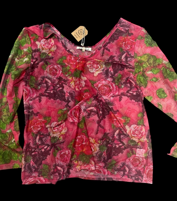 Racing Cowgirl Mesh Top