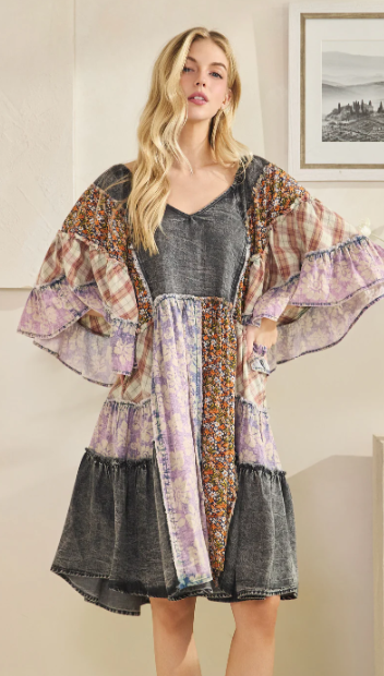 Ruffled Patchwork Dress
