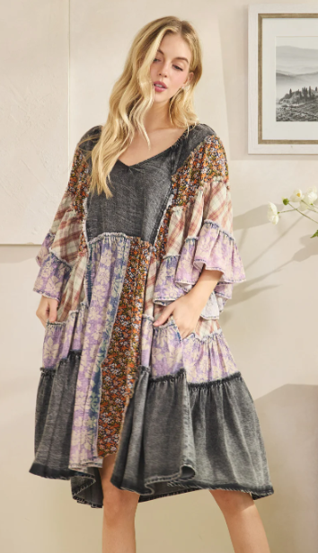 Ruffled Patchwork Dress