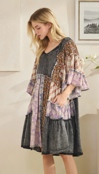 Ruffled Patchwork Dress