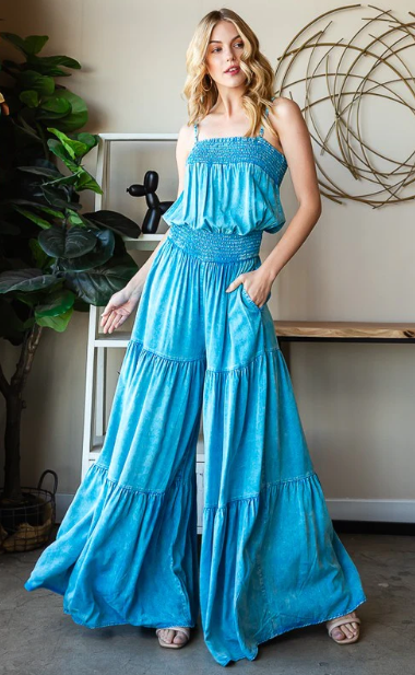 Tiered Mineral Wash Jumpsuit